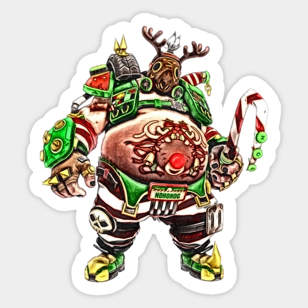 Overwatch Roadhog Christmas Rudolph Sticker by Green_Shirts